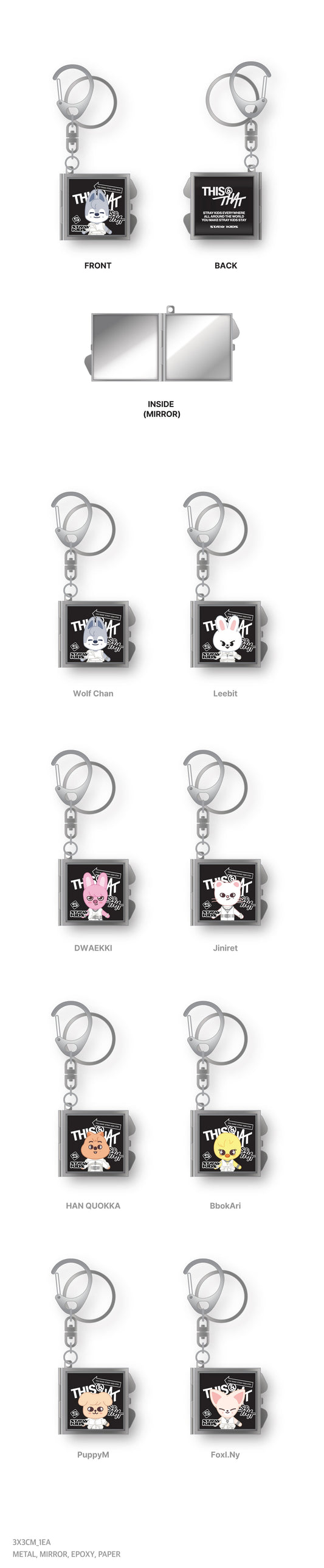 PRE-ORDER!! STRAY KIDS - SKZOO MIRROR KEYRING <THIS & THAT POP-UP> (Official MD)