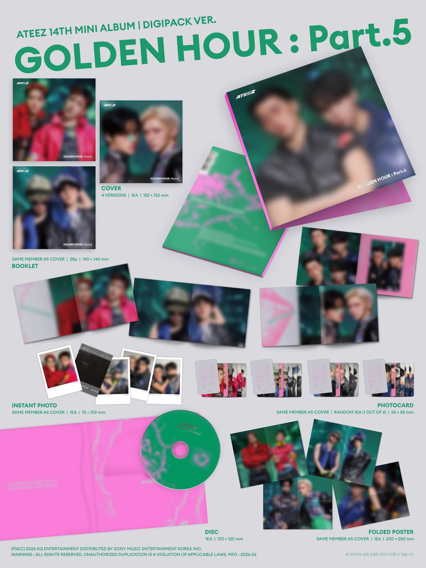 PRE-ORDER!! ATEEZ - GOLDEN HOUR Part: 5 - 14th Mini ALBUM (DIGIPACK UNIT Version)