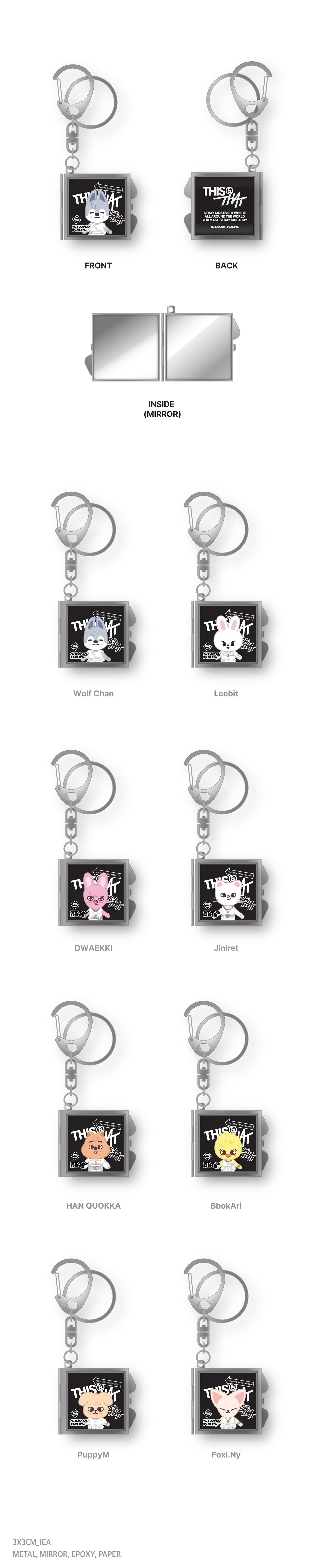 PRE-ORDER!! STRAY KIDS - SKZOO MIRROR KEYRING <THIS & THAT POP-UP> (Official MD)