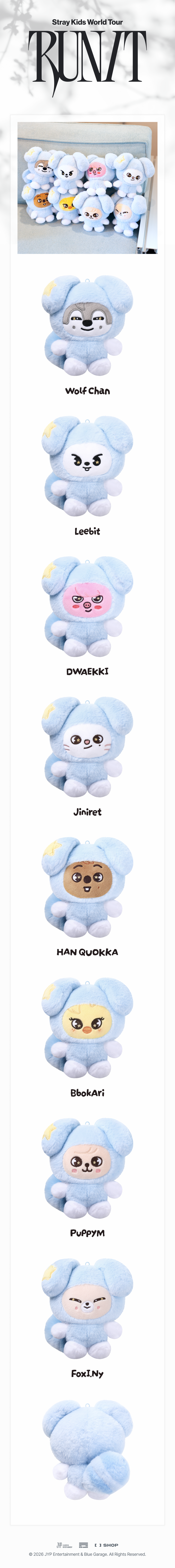 PRE-ORDER!! STRAY KIDS - SKZOO PLUSH in TASY <RUN IT WORLD TOUR> (Official MD)