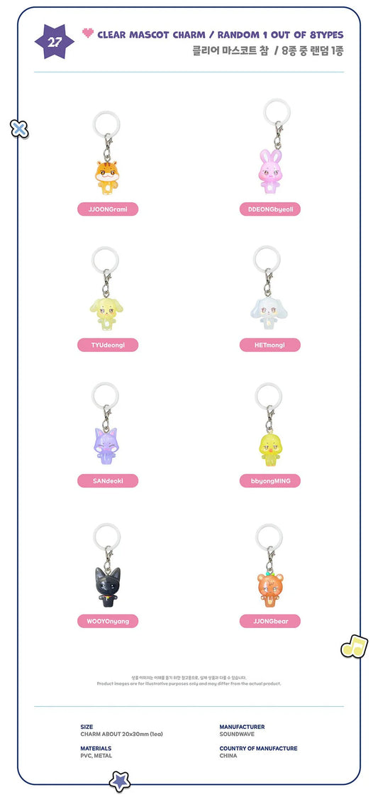 PRE-ORDER!! ATEEZ - ANITEEZ IN COLOR - CLEAR MASCOT CHARM / RANDOM (Official Pop-Up MD)