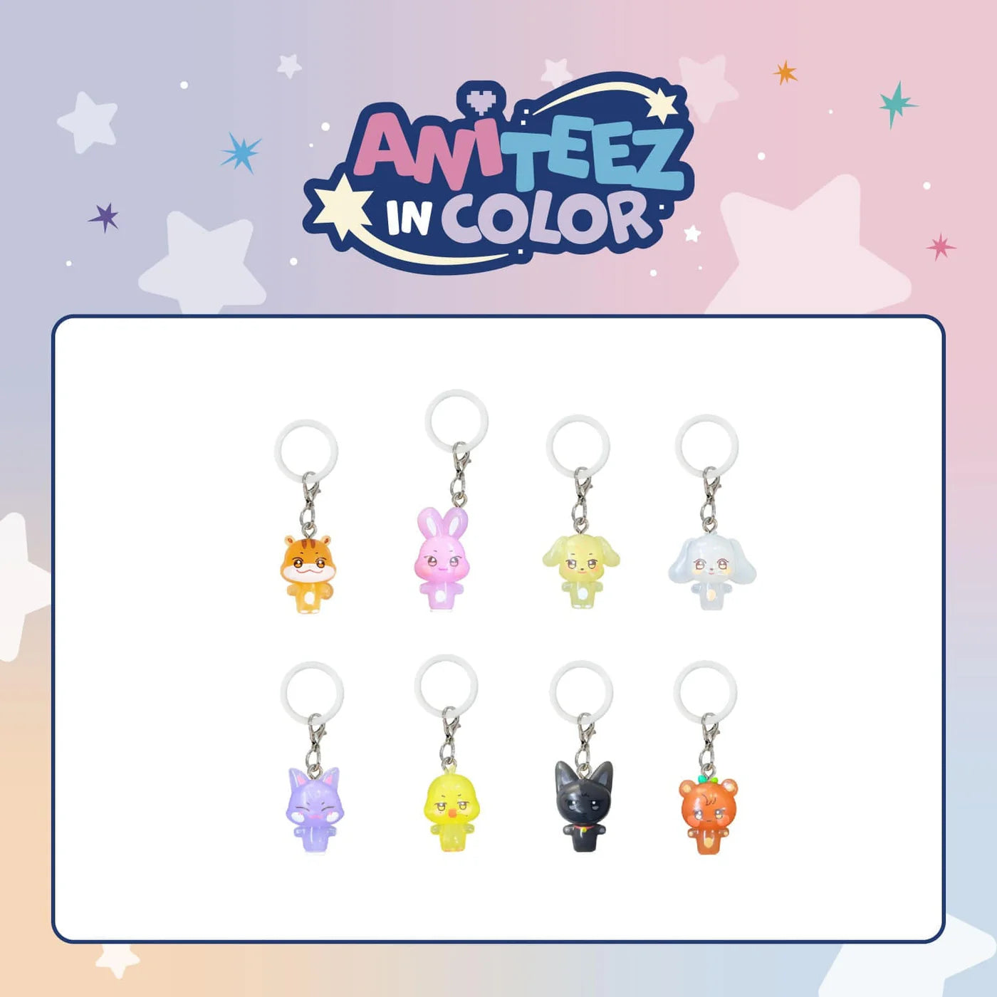 PRE-ORDER!! ATEEZ - ANITEEZ IN COLOR - CLEAR MASCOT CHARM / RANDOM (Official Pop-Up MD)