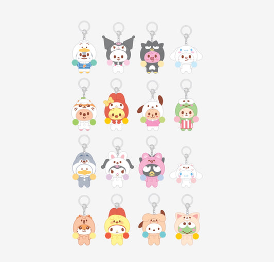 PRE-ORDER!! STRAY KIDS - SKZOO X SANRIO CHARACTERS - SECRET FLOCKED FIGURE KEYRING / CHEER UP Ver. (Official MD)