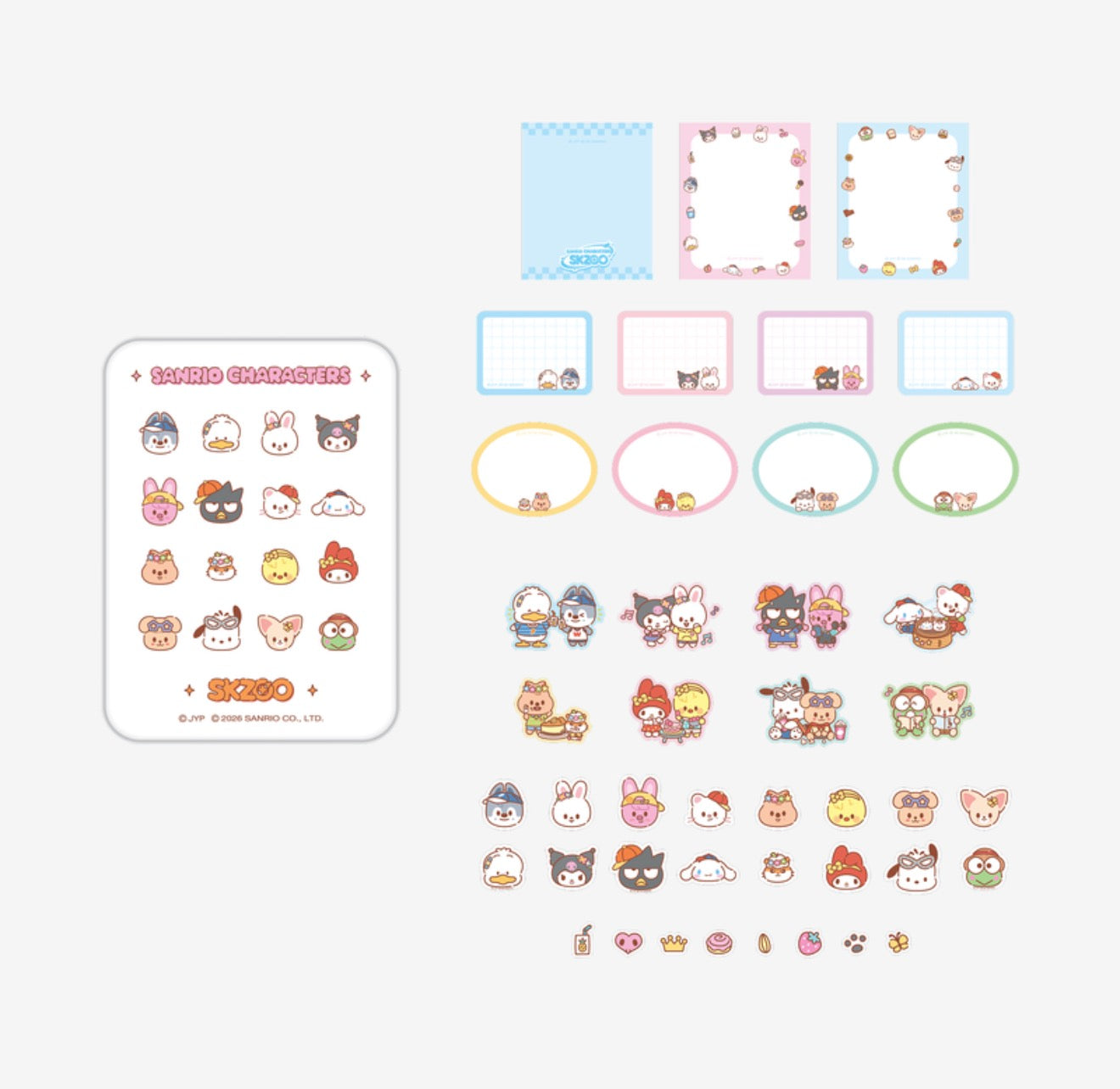 PRE-ORDER!! STRAY KIDS - SKZOO X SANRIO CHARACTERS - TIN CASE STICKY NOTE SET (Official MD)