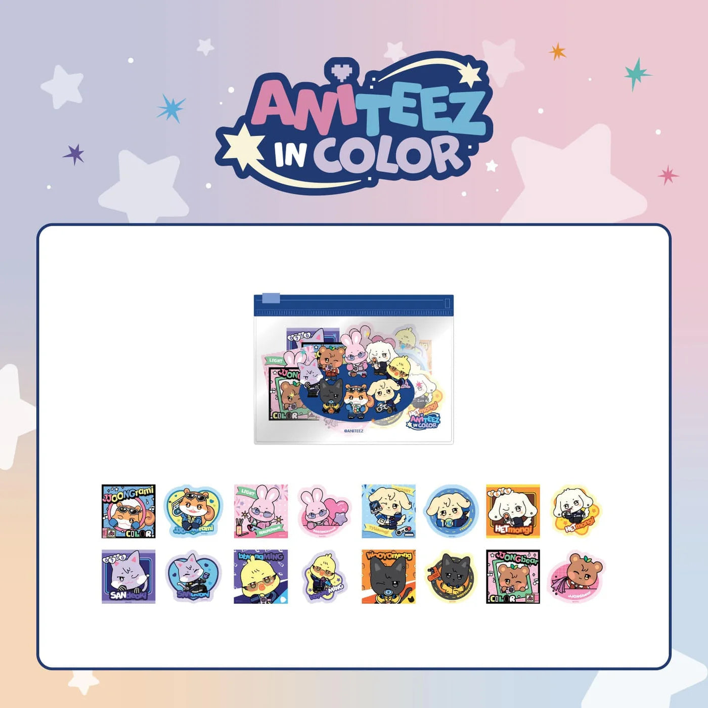 PRE-ORDER!! ATEEZ - ANITEEZ IN COLOR - FLAKE STICKER SET (Official Pop-Up MD)