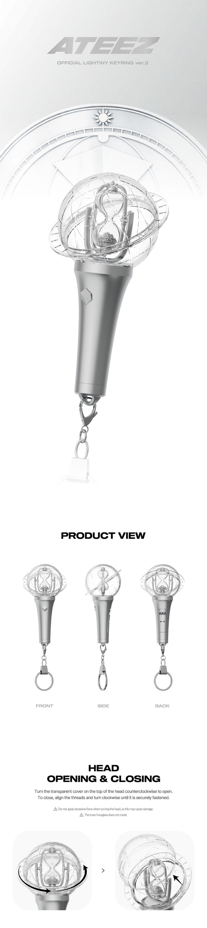 PRE-ORDER!! ATEEZ OFFICIAL LIGHTSTICK KEYRING Version 3