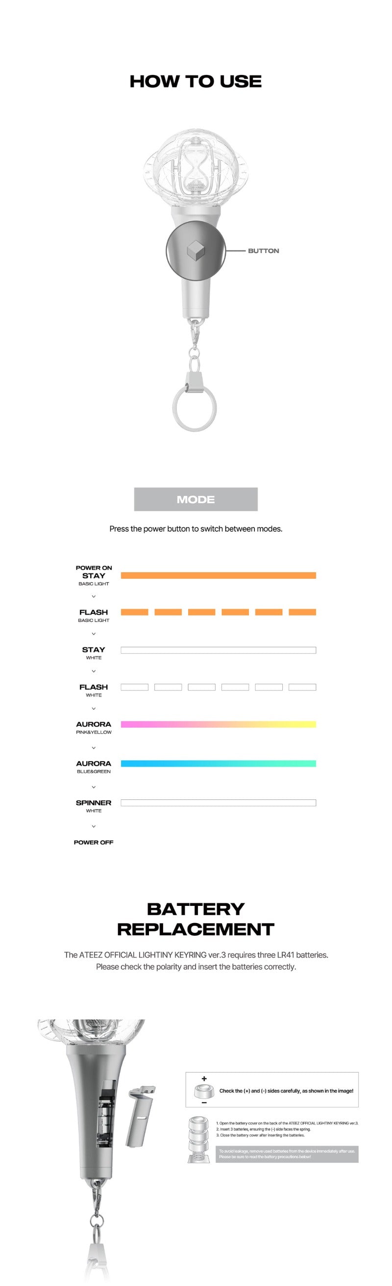 PRE-ORDER!! ATEEZ OFFICIAL LIGHTSTICK KEYRING Version 3