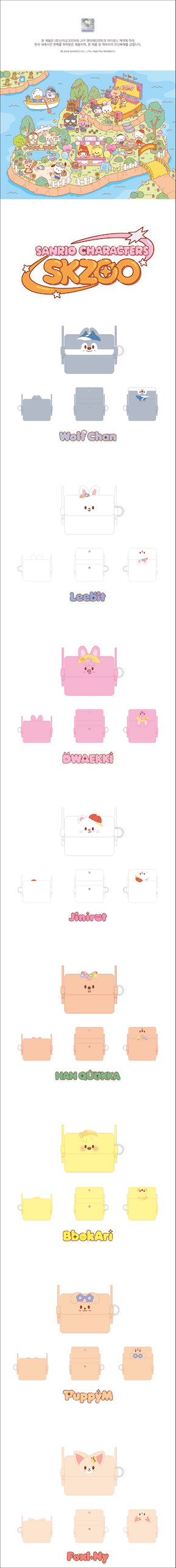 PRE-ORDER!! STRAY KIDS - SKZOO X SANRIO CHARACTERS - CARD WALLET CROSS BAG (Official MD)